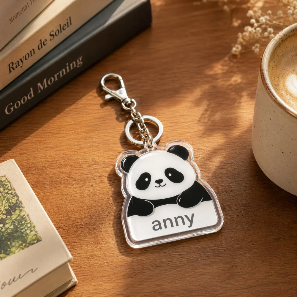 1/2/3Pcs Personalized Custom Name/Text  Panda Acrylic Keychain, Used for Key or Zipper Bag, Party Favors, Thoughtful Keepsakes