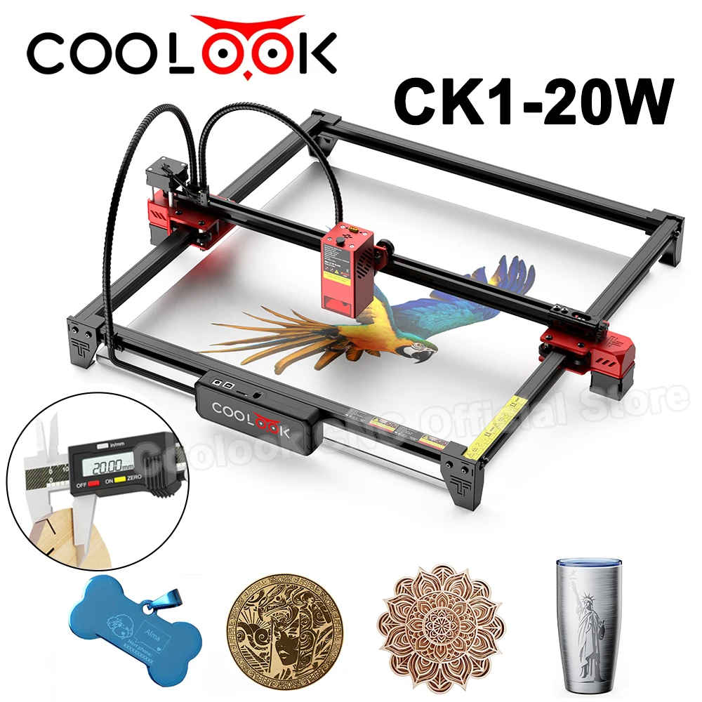 

COOLOOK CK1-20 20W Laser Engraver 160W Stainless Steel DIY Engraving Metal Laser Engraving Machine Cutting Tool For Wood Acrylic