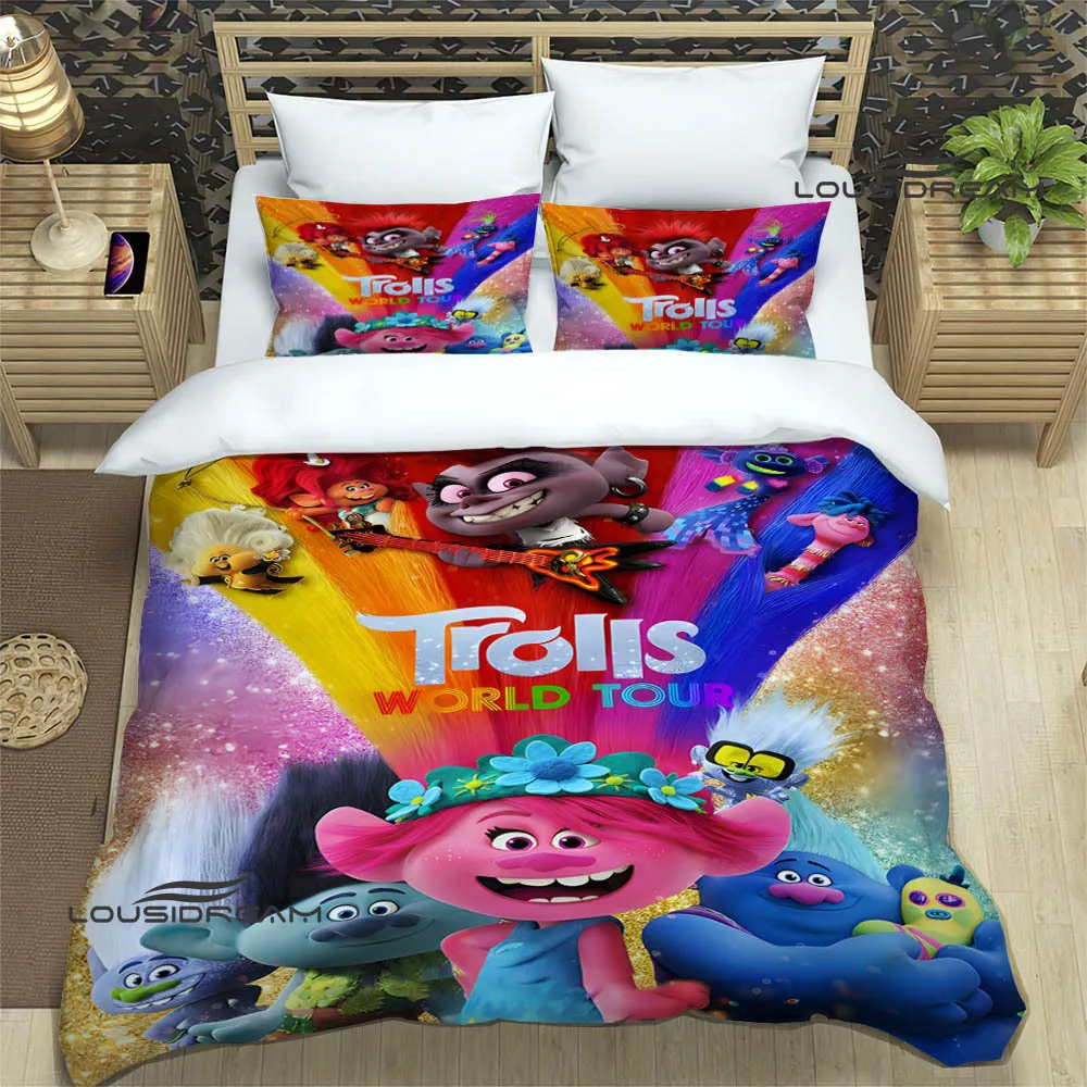 Cartoon Trolls printed Bedding Sets exquisite bed supplies set duvet cover bed comforter set bedding set luxury birthday gift