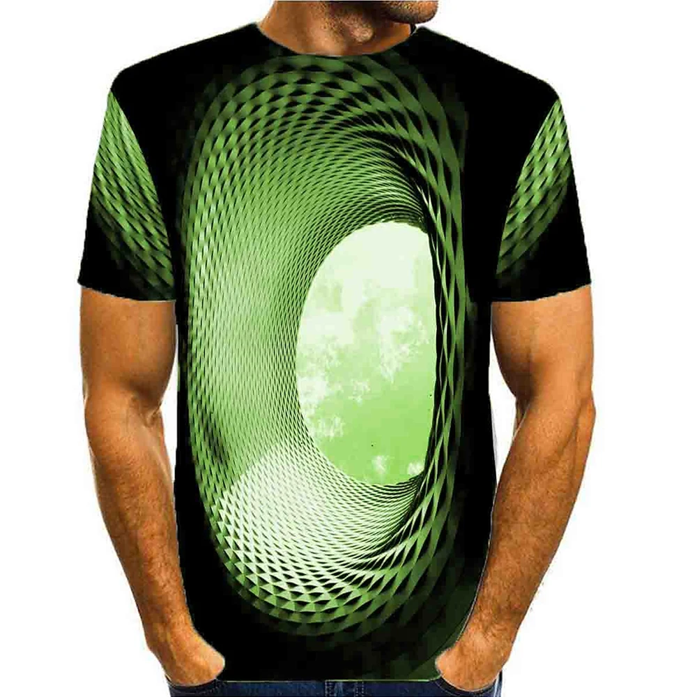 Men's Graphic Optical Illusion Shirt T shirt Short Sleeve T shirt 3D Print Round Neck Shirt Basic Daily Blue Green Rose Red Tee