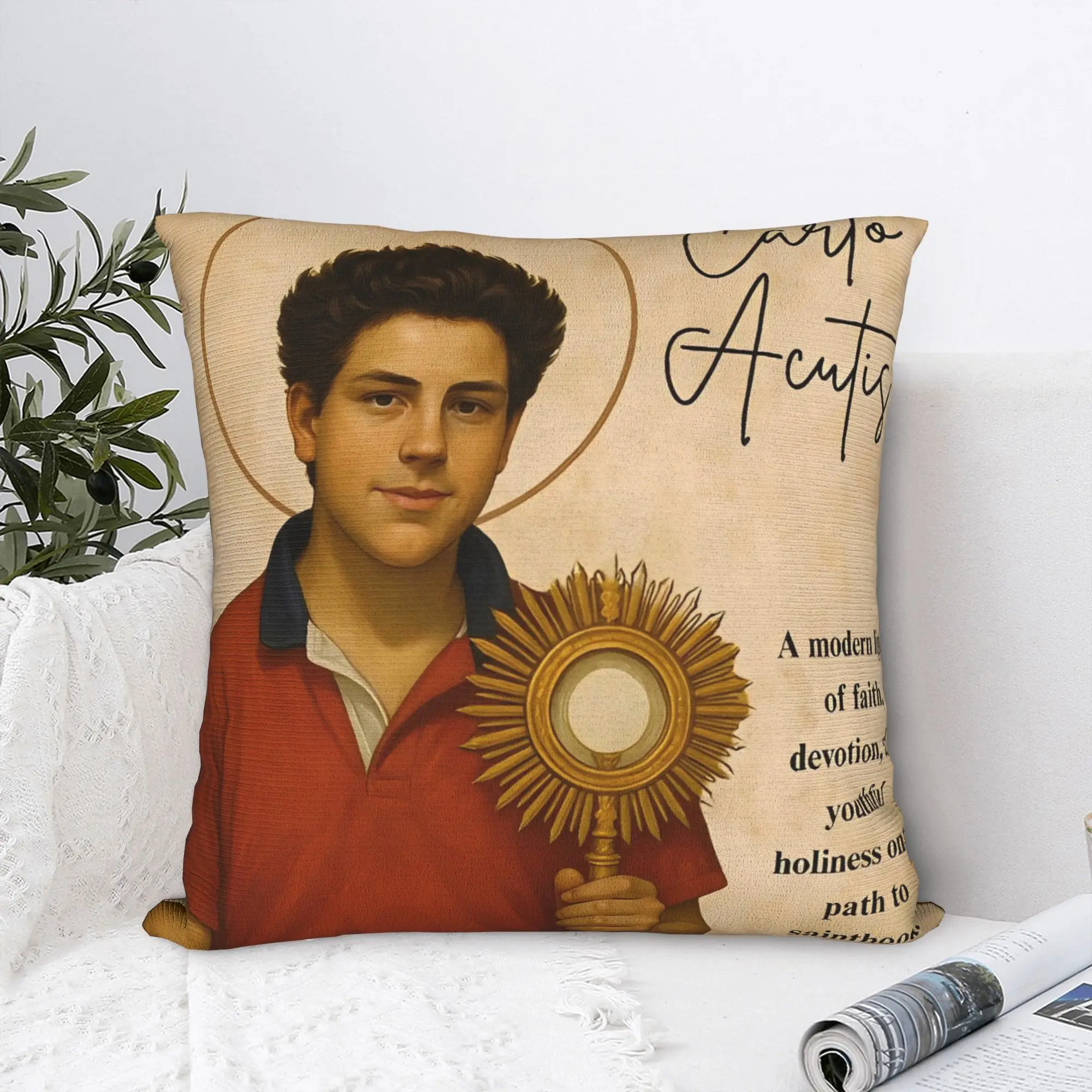 Pillow Cover Saint Carlo Acutis   Vintage Pillow Case For Sofa Couch Bed Living Room Pillowcases