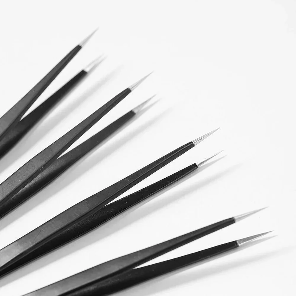 1pc Straight Nail Tweezers With 2 Heads And Silicone Pressing Head, Metal Nails Tools For 3D Sticker Rhinestones Water Sticker P