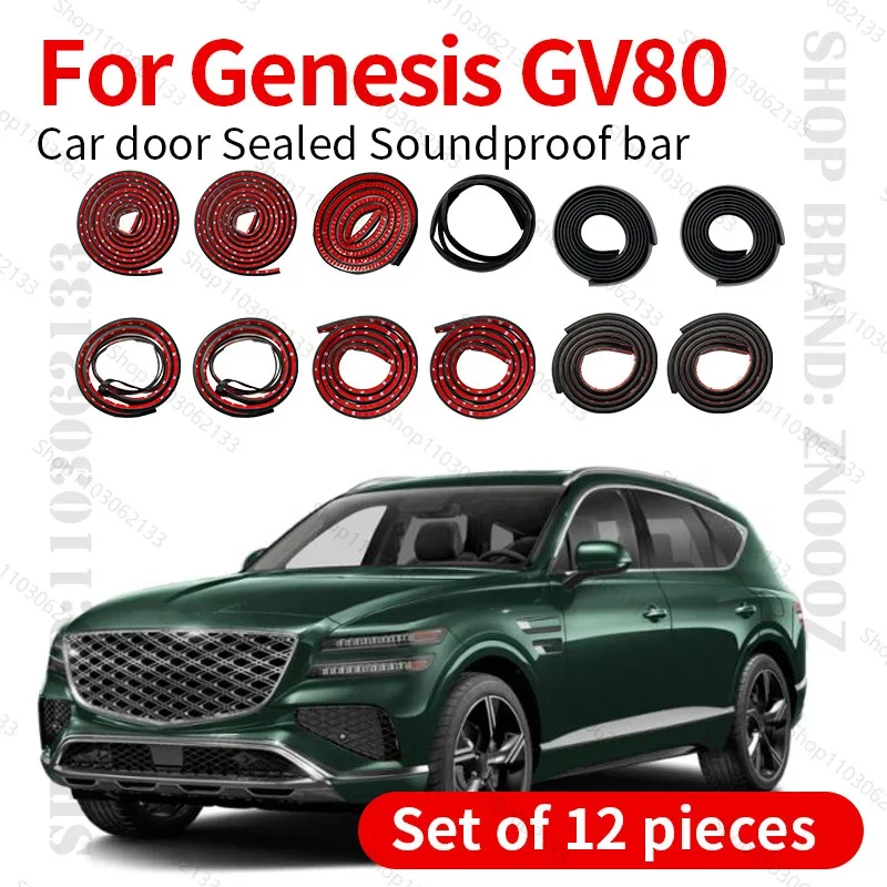 

For 2020-2025 Genesis GV80 Car Door Seal Strip Rubber Double Layer Sealing Protector Soundproof Dustproof Seal Strip 12PCS Set