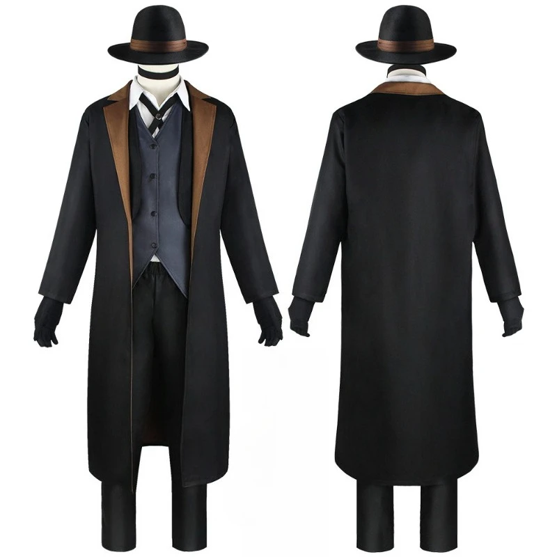 Nakahara Chuuya Cosplay Costumes Include Hat Uniform Trench Coat Pants Big Size Outfits Halloween Party for Comic Con - view 2