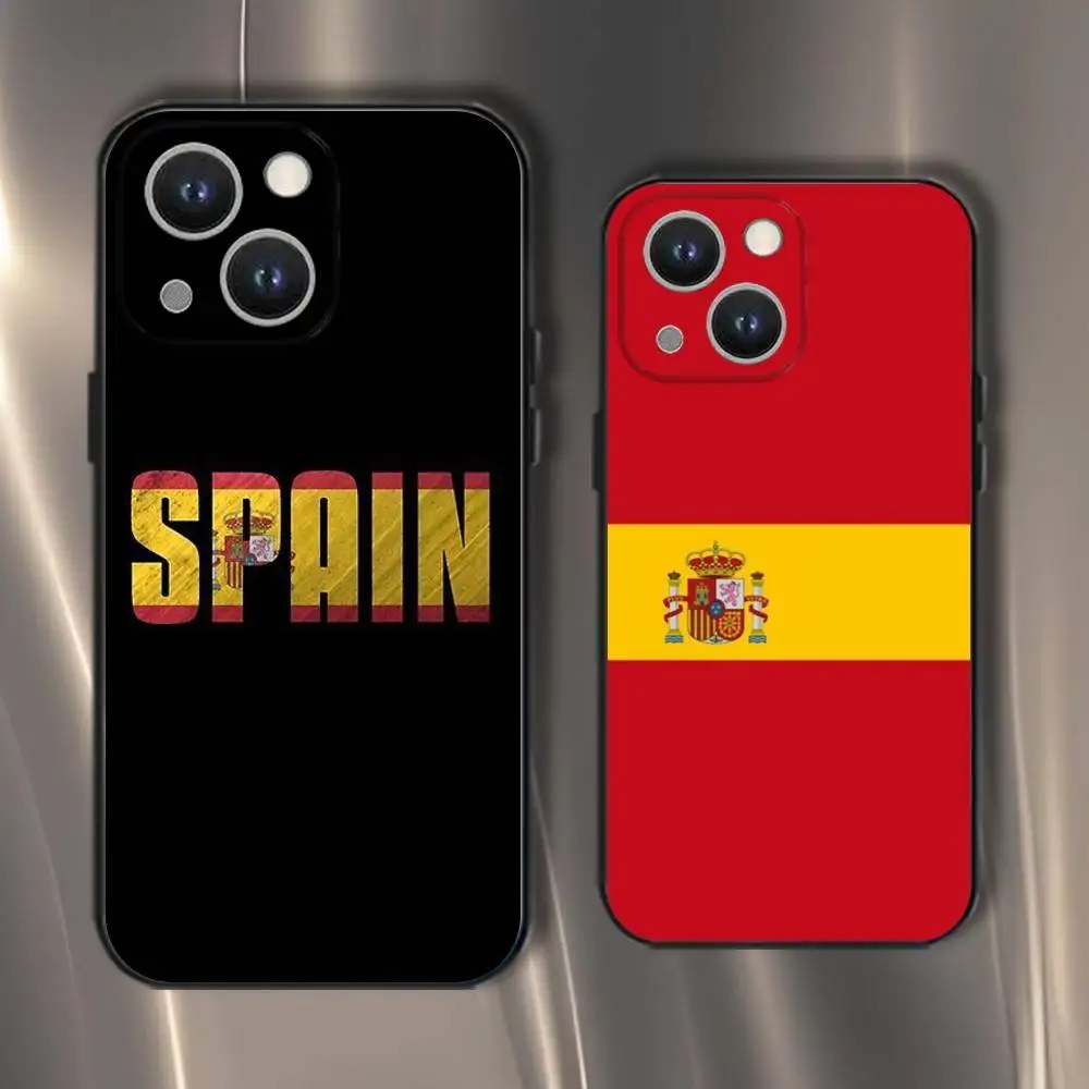 

Spain Flag Phone Case For iPhone 16,15,14,13,12,11,Pro,XS,Max,XR,Plus,E,SE4,Mini Black Soft Cover
