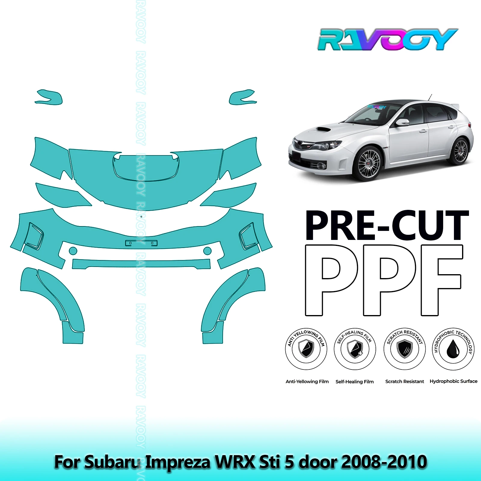 

Car Front Kit Clear Bra Precut PPF Paint Protection Film For Subaru Impreza WRX Sti 5 door 2008-2010