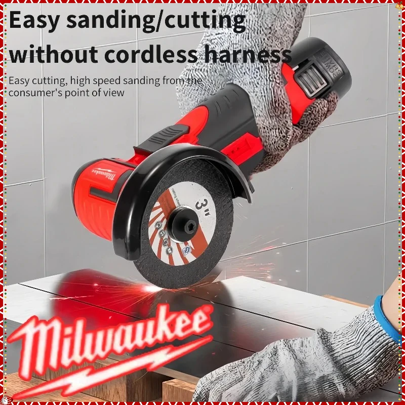 Milwaukee sem fio sem escova elétrica ângulo moedor mini máquina de corte para corte diamante recarregável 12v ferramentas elétricas