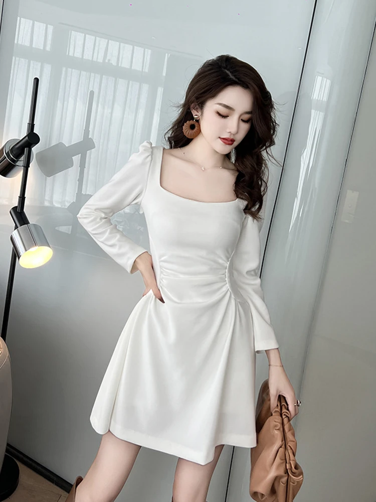 Mùa Xuân Mới Thu Hợp Thời Trang Nữ Dạ Hội Sang Trọng Retro Gợi Cảm Thấp Cắt Mỏng Mini Áo Đảng Áo Co Giãn Mujer "Vestidos fiesta