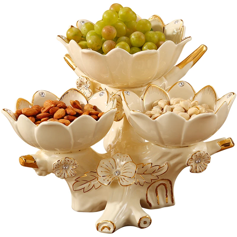 

Creative European Fruit Plate Ceramic Nut Plate Divided Dry Fruit Box Candy Snack Plate