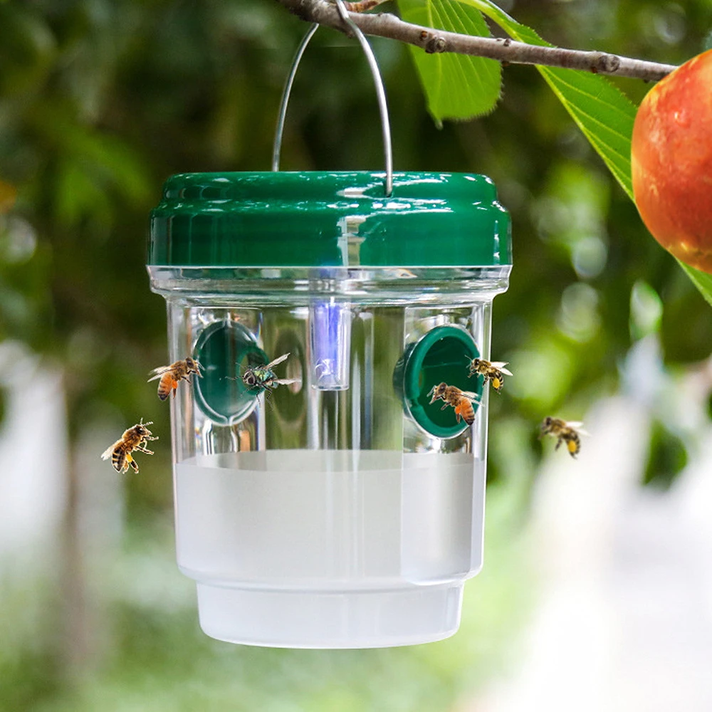 

Solar Outdoor Hanging Wasp Trap LED Light Orchard Bee Catcher Insect Drosophila Trap Solar Fly Catcher Insect Control Tools