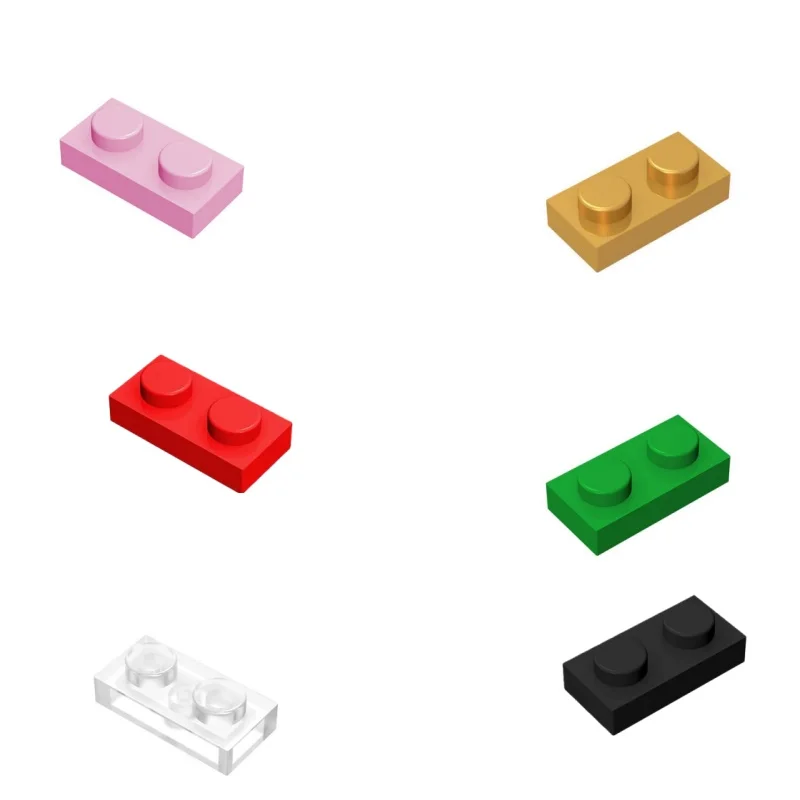 10PCS Macaroned Mix Particle Part 3023 Accessories Plate 1x2 Brick Bright Pink Medium Azure Trans Clear Dominant Color Toy Gift