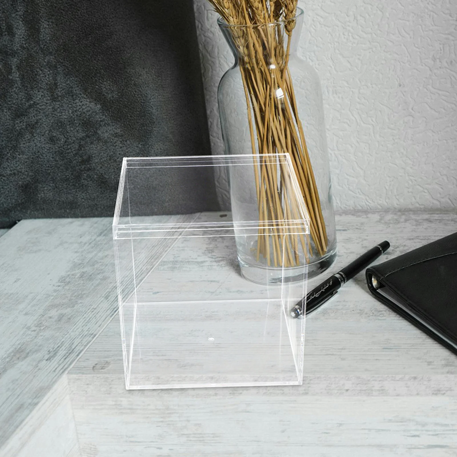 

2Pcs Square Transparent Box 4.7x4.7x4.7 Inch Plastic Display Container for Candy Favors Wedding Decorative Storage Case