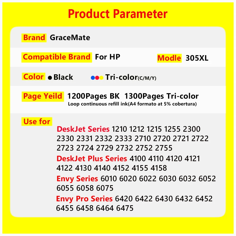 305 XL Refillable Ink Cartridge Ciss Compatible for HP 305 xl hp305 for HP DeskJet 2710 2720 4110 4120 4130 6010 6055 6430 2332