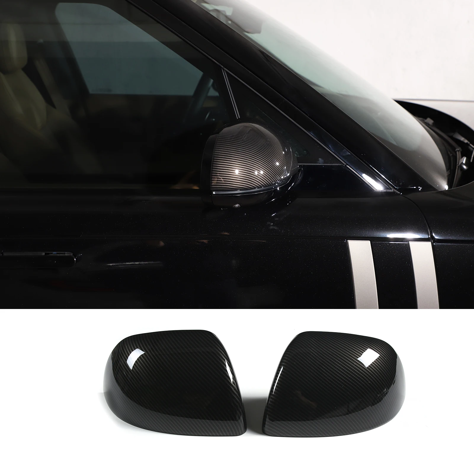 

x2 ABS Plastic Carbon Fiber Car Exterior Rearview Mirror Decorative Cover for Land Rover Range Rover Sport/Vogue L460 2023+