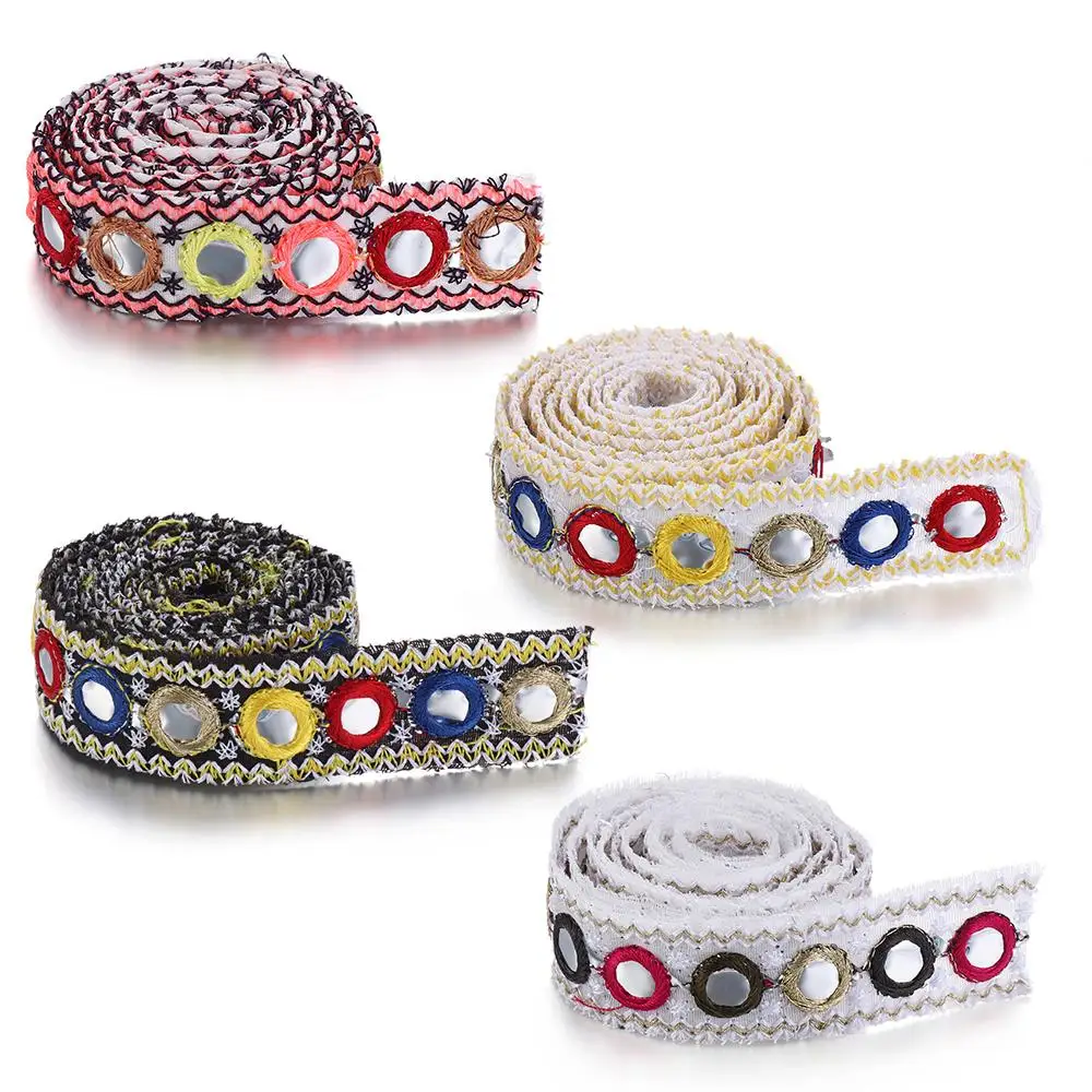 1yard Ethnic DIY Webbing Sewing Clothing Decorative Embroidered Lace Trim Yarn Mirror Ribbons