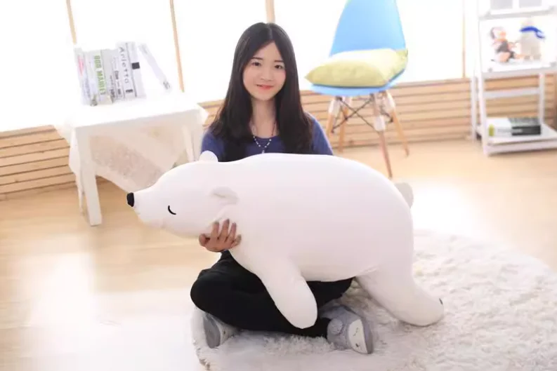 

[Забавный] 75 см живой сердце морской медведь мягкие игрушки плюшевая игрушка кукла модель автомобиля диван мягкий белый сонный белый полярный медведь держит подушку в подарок