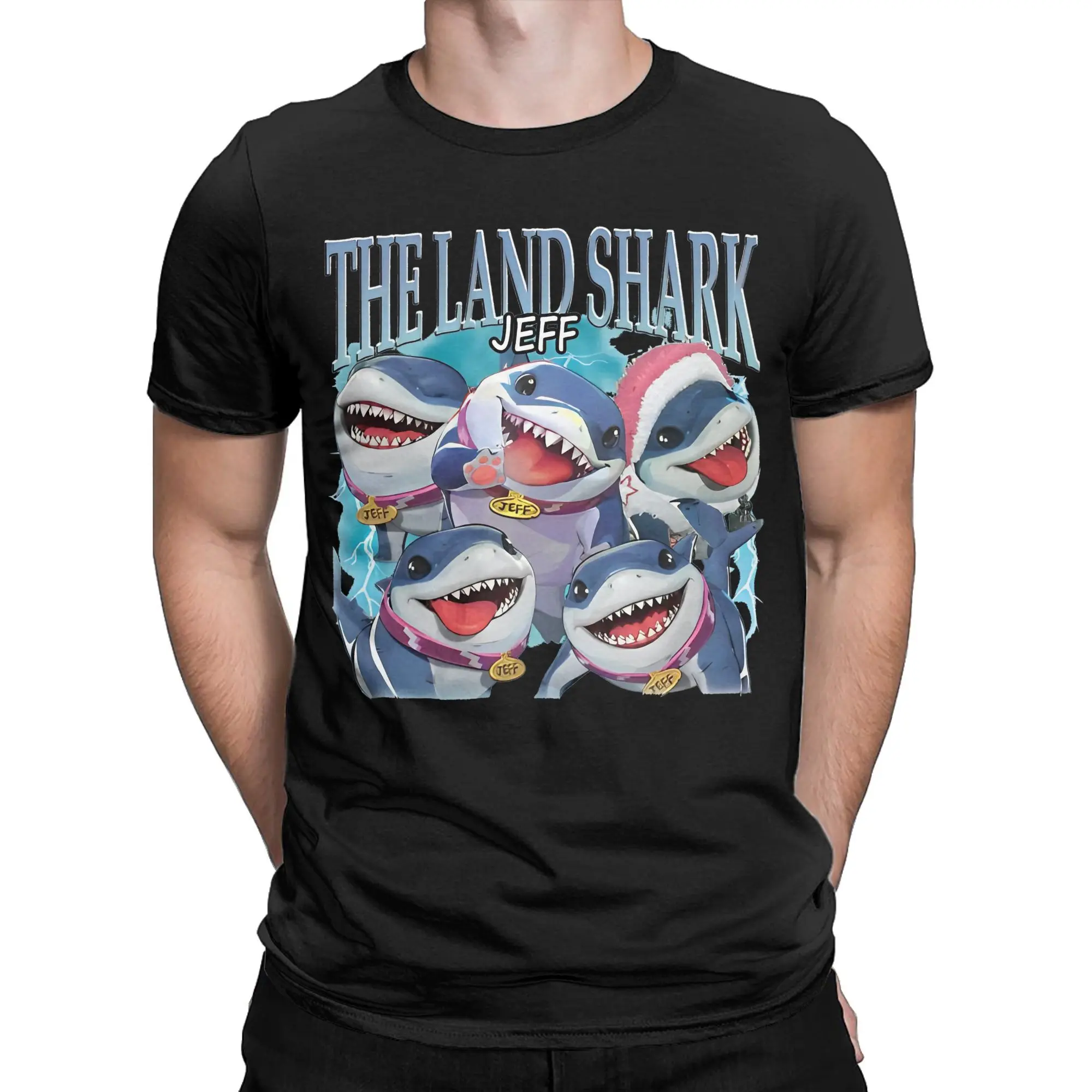 Marvel-Rivals Jeff The Landshark Funny T-Shirt Men Video Game Vintage Cotton Tee Short Sleeve T Shirt Graphic Print merchandise