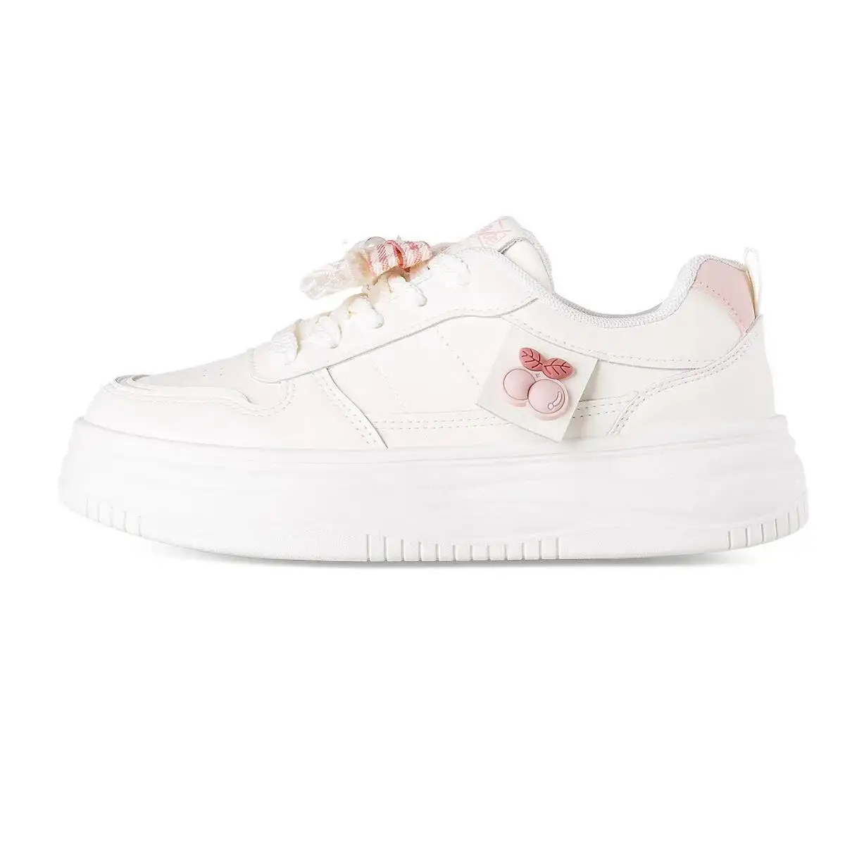 Zapatillas de deporte informales con plataforma de cereza para mujer, suela suave, diseño único que aumenta la altura, zapatos versátiles para estudiantes