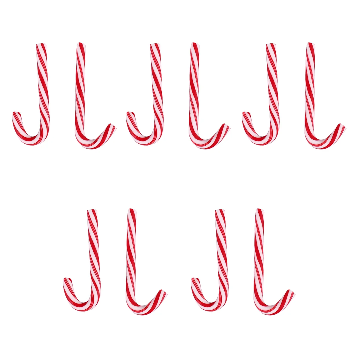 10PCS Christmas Red Cane Soft Pottery Jewelry Accessories New Year Candy Cane Home Decoration TQ