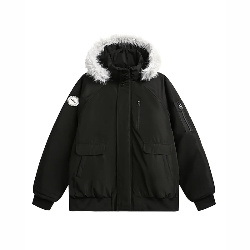 IEFB Hooded Men's Padded Coats Zipper Patchwork Detachable Hat Fur Collar Lapel Contrast Color Thick Male Cargo Jackets CPG2217