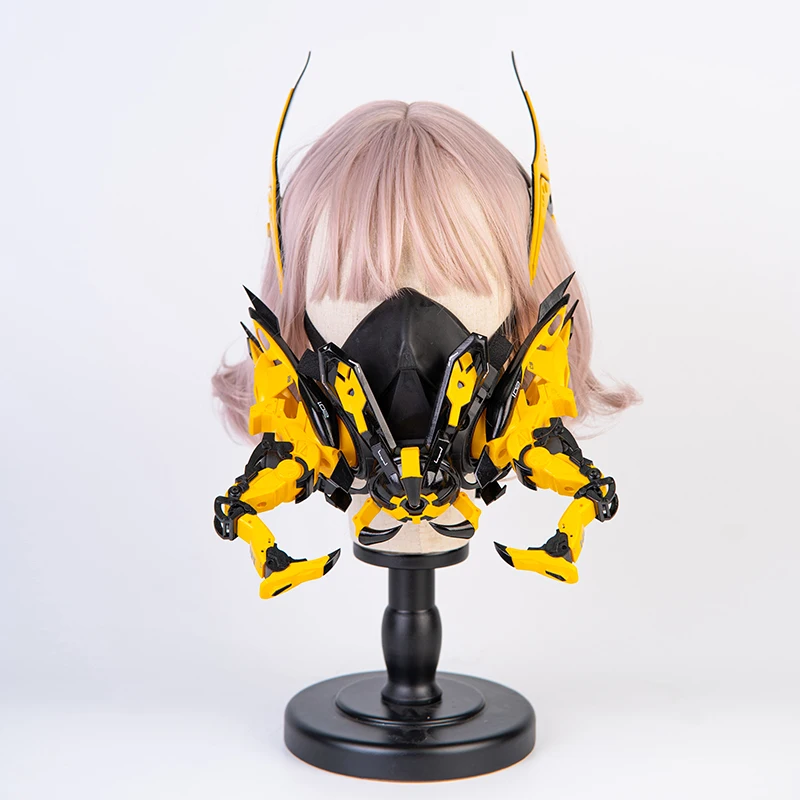 Cyber Yellow Mask Cosplay Punk HD Bee Bar Punk Gothic Pose guanti Dance Disc Masks puntelli per Party Masquerade Technology Gifts