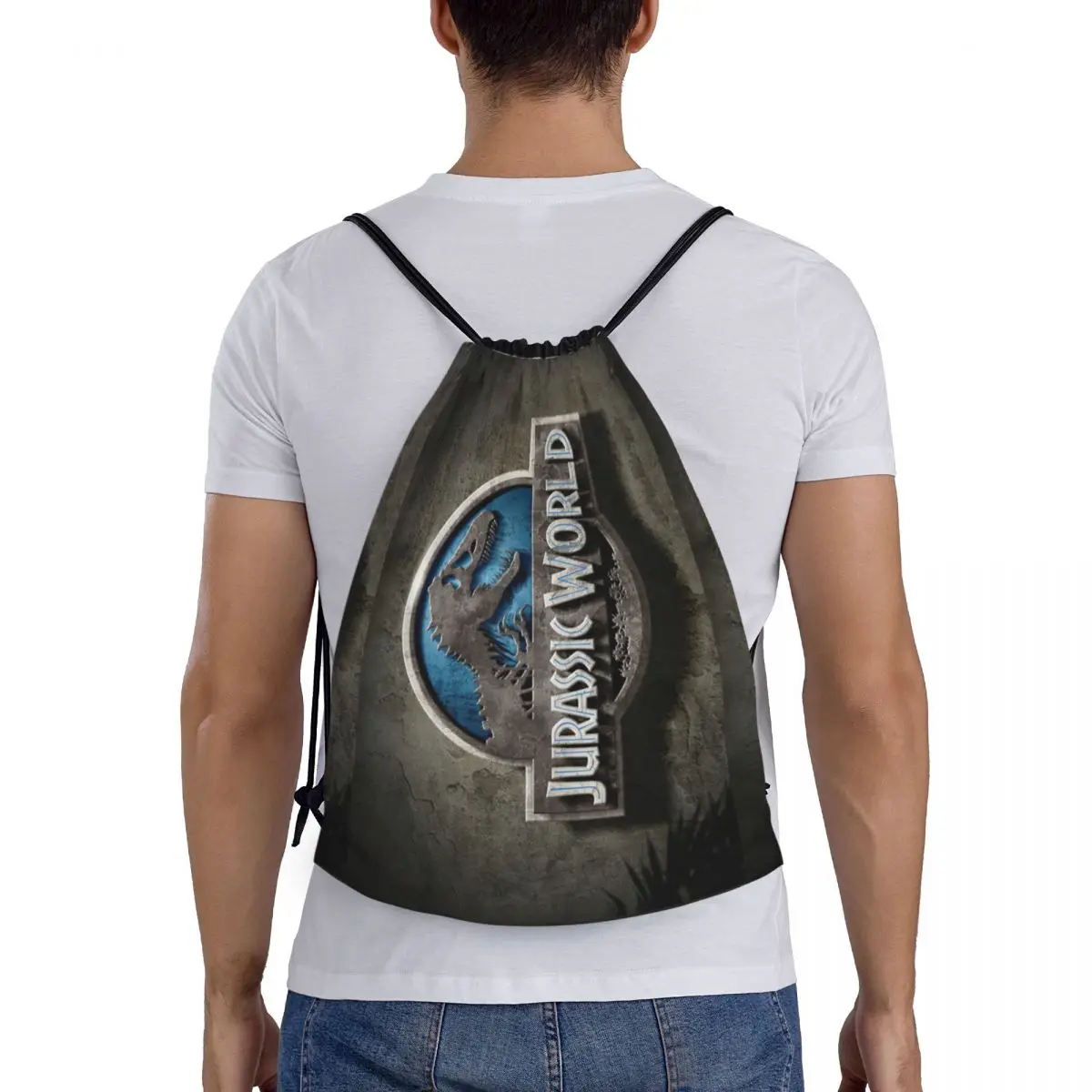 Jurassics Parks Drawstring Backpack Sports Gym Bag for Women Men Dinosaur World Training Sackpack