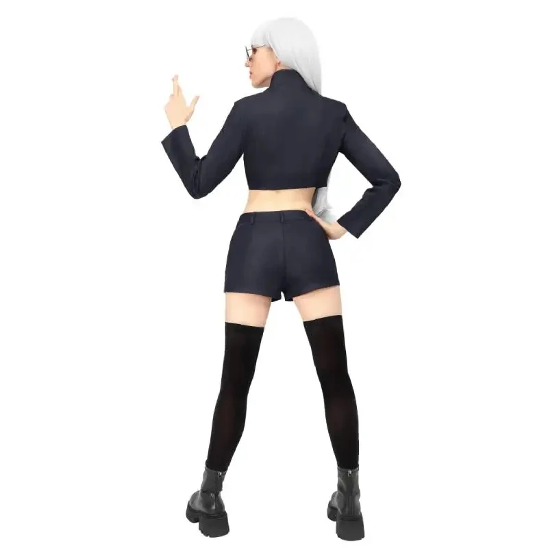 

◢2026Anime Gojo Satoru Female Cosplay Costume Set Jacket Shorts Thigh High Socks Glasses Uniform◢*%