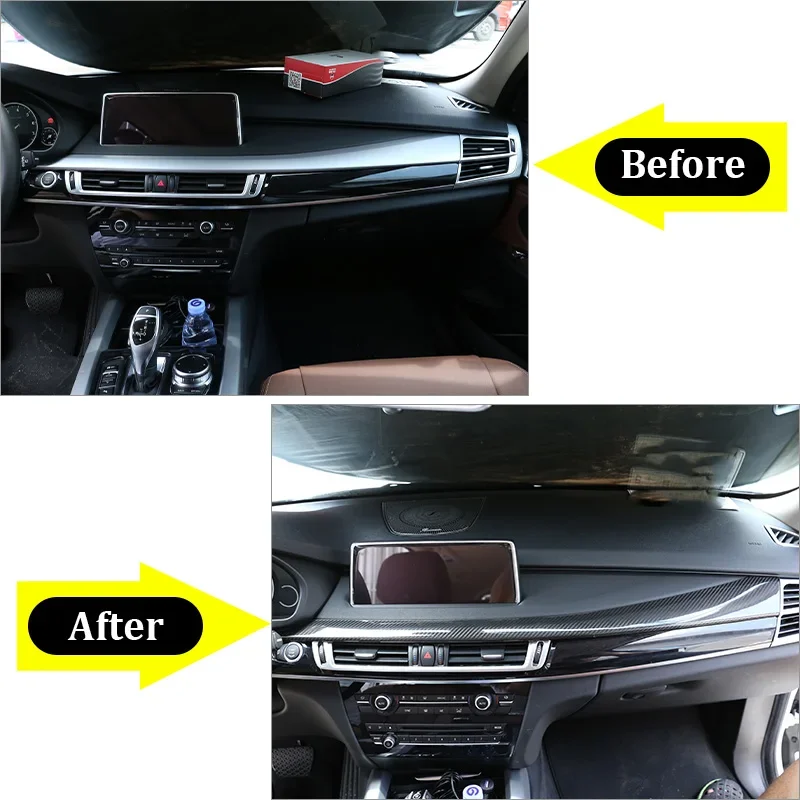 

Для BMW X5 F15 X6 F16 2014-2018 отделка приборной панели из настоящего углеродного волокна, декоративная крышка, аксессуары для салона автомобиля