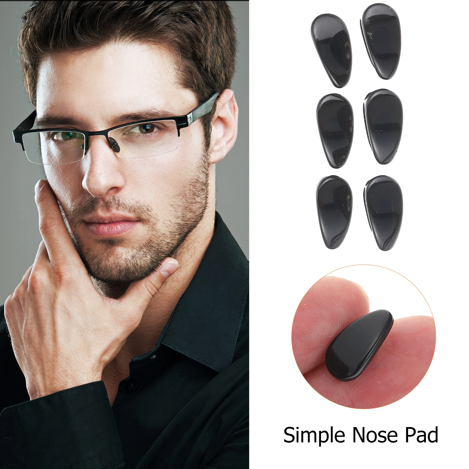 6Pcs Glasses Non-Skid Nose Pad High Durability Fade Resistant Smooth Finish Reliable Fit for All Frames Glasses Nose Pad