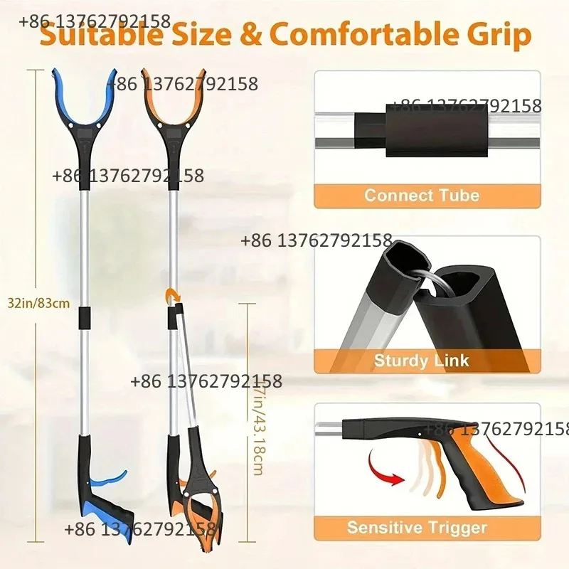 32 Inch Extra Long Foldable Grabber Reacher Tool  Garbage Picker Mobility Reaching Aid Elderly Assist Hand Pick Up