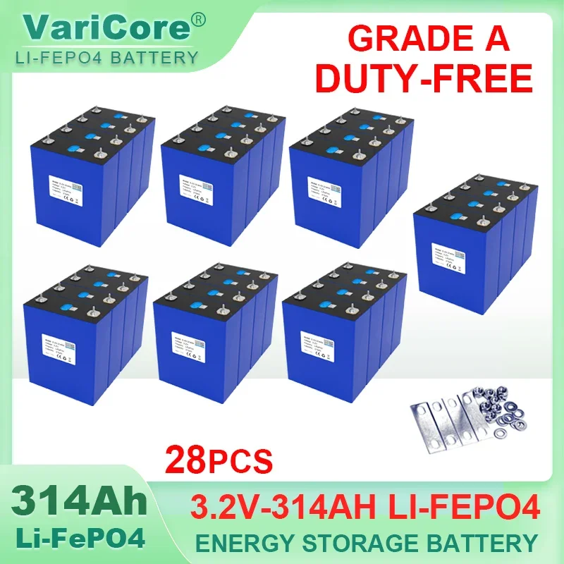 28xGrade A 3.2V 314Ah Lifepo4 Rechargeable Battery Lithium Iron Phosphate Travel Solar RV Campers Cell 4s 12v batteries Tax Free