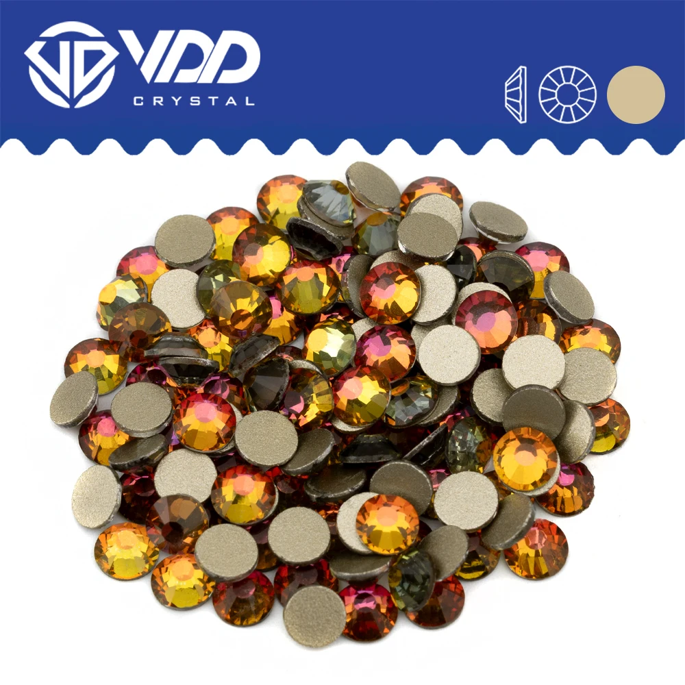 VDD Volcano Premium Glas-Strass-Steine, goldfarben, mit flacher Rückseite, Kristall-Strass-Steine – Brillanter Glanz für Heimwerkerarbeiten JD999-062 – Detail 2