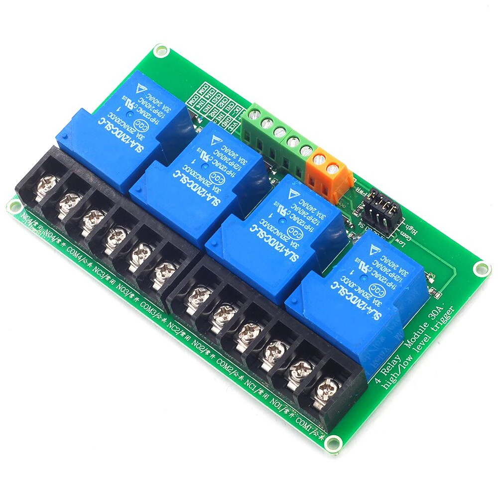 DC 5V/12V/24V 4 Channel 30A Output Relay Module High And Low Level Trigger Relay Module for Home PLC Intelligent Control