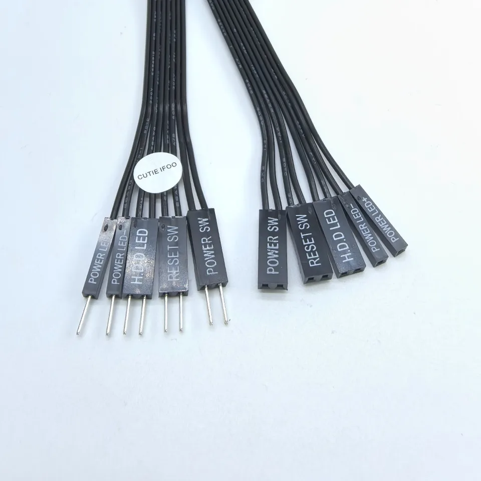 2-pack Moederbord Frontpaneel Verlengkabel – 24AWG, 30 Cm, Geschikt Voor HDD LED, Power SW En Reset SW