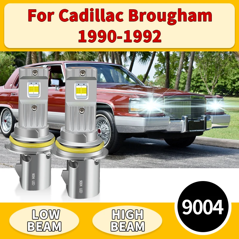 

2PCS 9004 HB1 LED Headlight Bulbs For Cadillac Brougham 1990 1991-1992 White High Low Beam Plug & Play 12V Auto Canbus with Fan