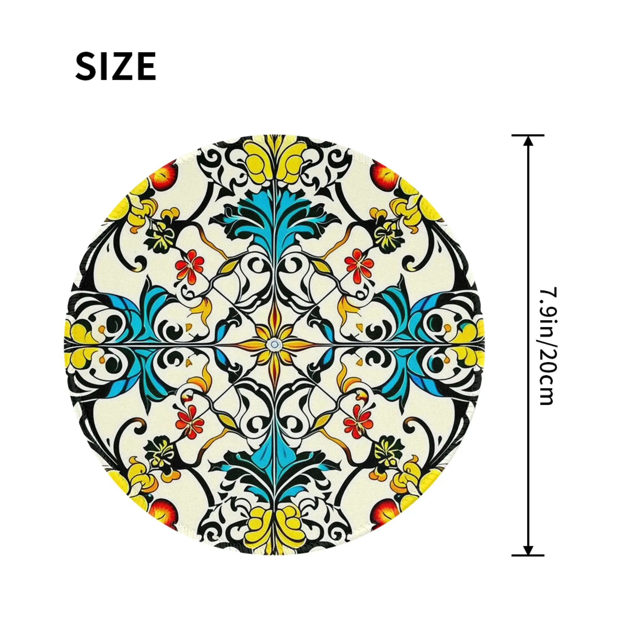 Classic Sicilian Tile Style Mouse Pad Computer Keyboard Mouse Mat Gaming PC Laptop Desk Mat Office Accessories Table Mats