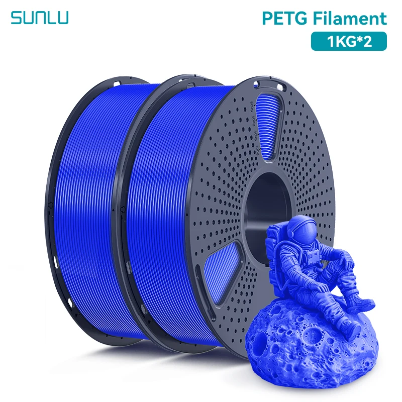 SUNLU 2KG PETG/PETG helder filament 1,75 ± 0,02 mm 1 kg spoel (2,2 lbs) hoge taaiheid netjes gewonden filament geschikt voor de meeste FDM-printers