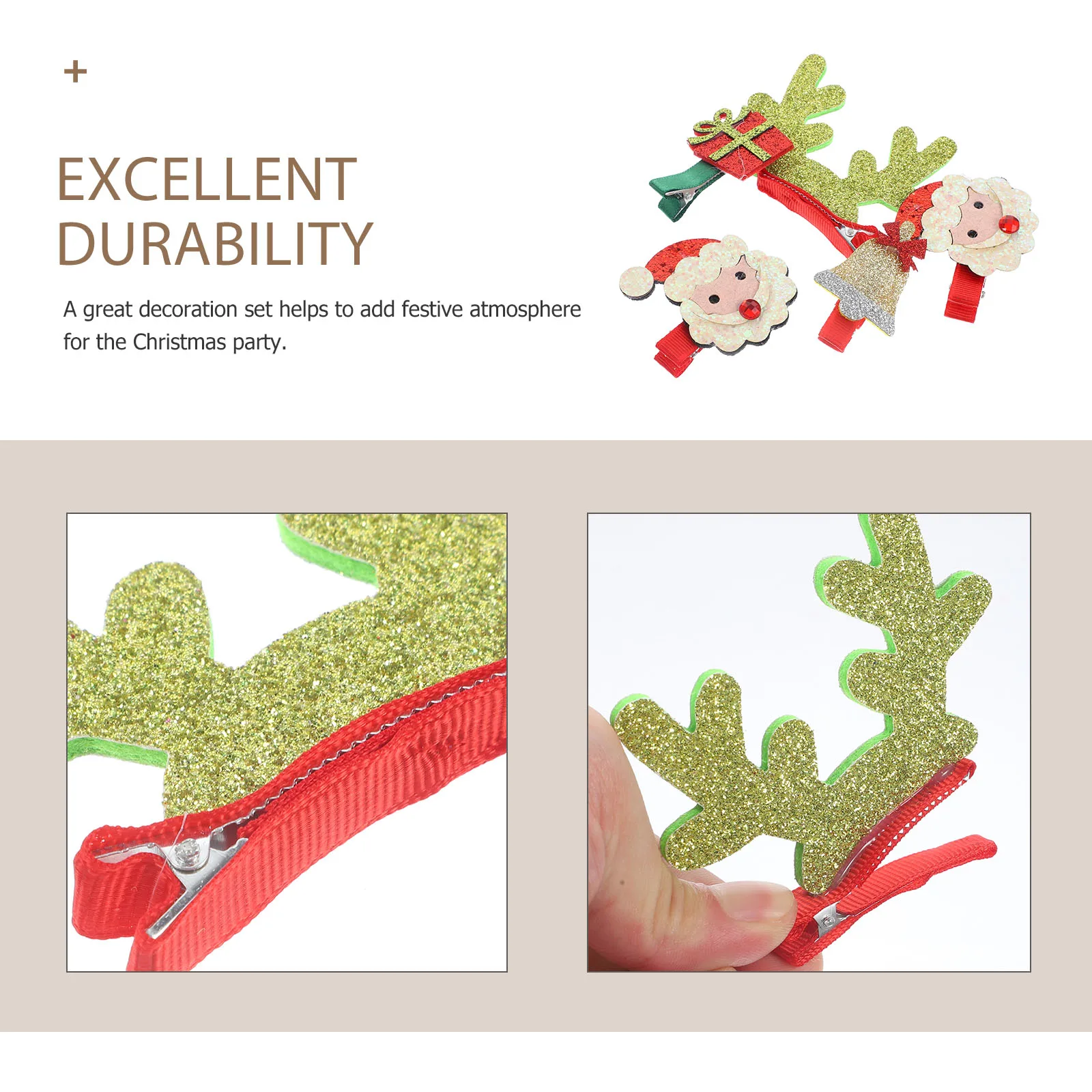 

5pcs Christmas Hair Clips Set Kids Girls Teens Women Stylish Barrettes Diverse Patterns Bright Colors Perfect Hairstyle Festive