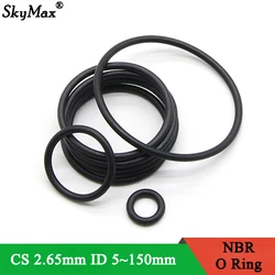 10/50 Stuks NBR O Ring Afdichting Pakking CS 2.65mm ID 5 ~ 150mm Nitril Butadieen Rubber Spacer Olie Weerstand Wasmachine Ronde Vorm Zwart