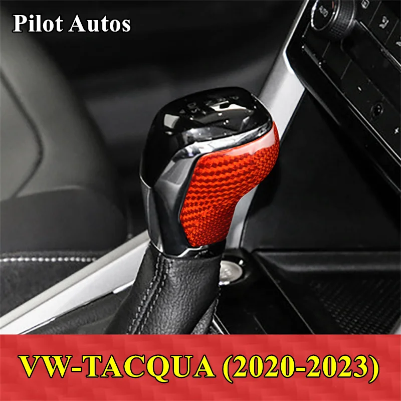 Real Carbon Fiber Car Gear Shift Knob Cover Trim Sticker For VW Volkswagen TACQUA 2020 2021 2022 2023