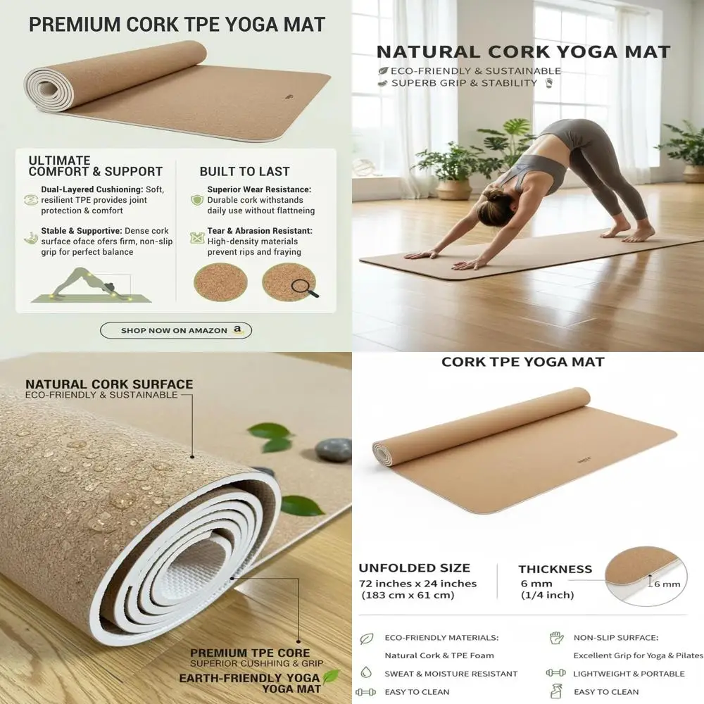 

6mm Thick High-Density Natural Rubber Yoga Mat, 72 x 24, Extra Cushioning for Home Gym Exercise