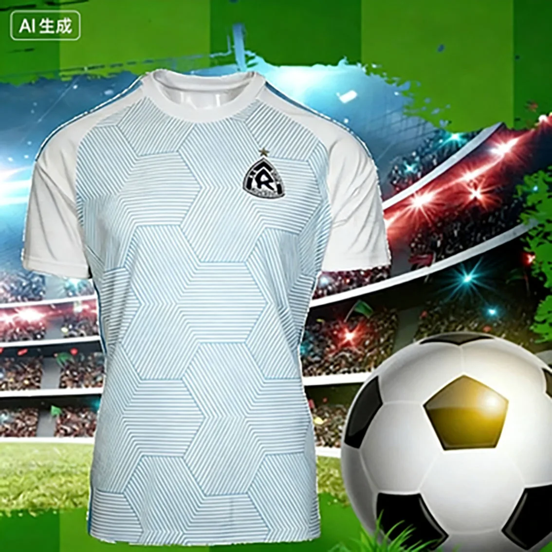 

Sky Blue & White Hexagon Pattern Soccer Jersey - Breathable Match & Training Tee with Comfort Fit & Lightweight Design
