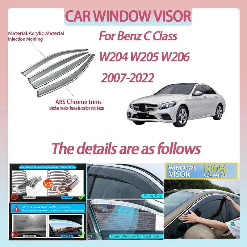 

Car Window Visor for Benz C Class W204 W205 W206 2007-2022 Deflector Window Rain Guard Weathershield Sun Rain Guard Auto Parts