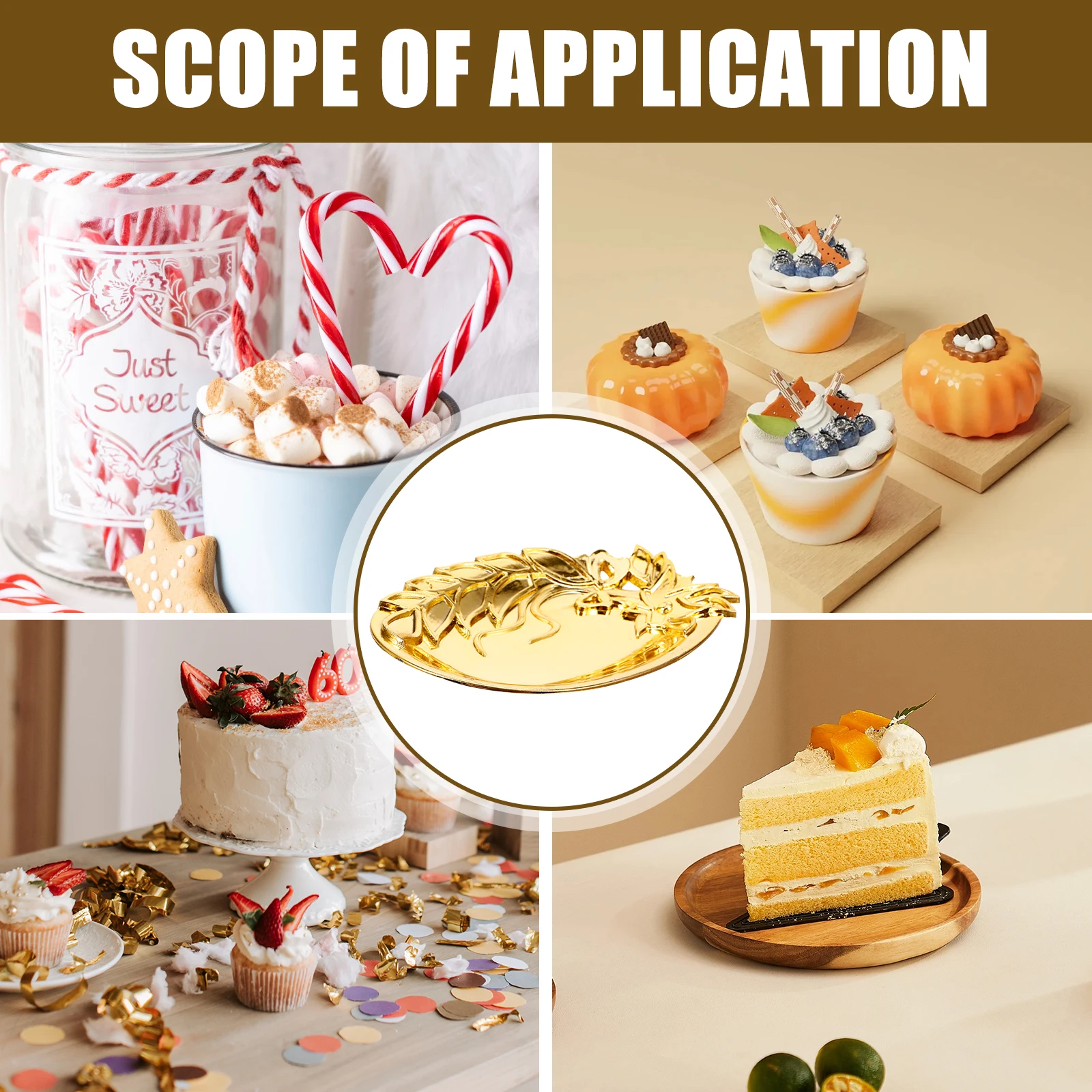 

12pcs Plastic Dessert Plates Multi-Purpose Dried Fruit Snack Serving Tray Lightweight Cake Display Pastry Dish For Home