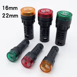 Buzzer 16mm 22mm Strobe Buzzer Alarm Indicator Light Sound 12V 24V 220V Intermittent Sound Warning Light Yellow Red Green