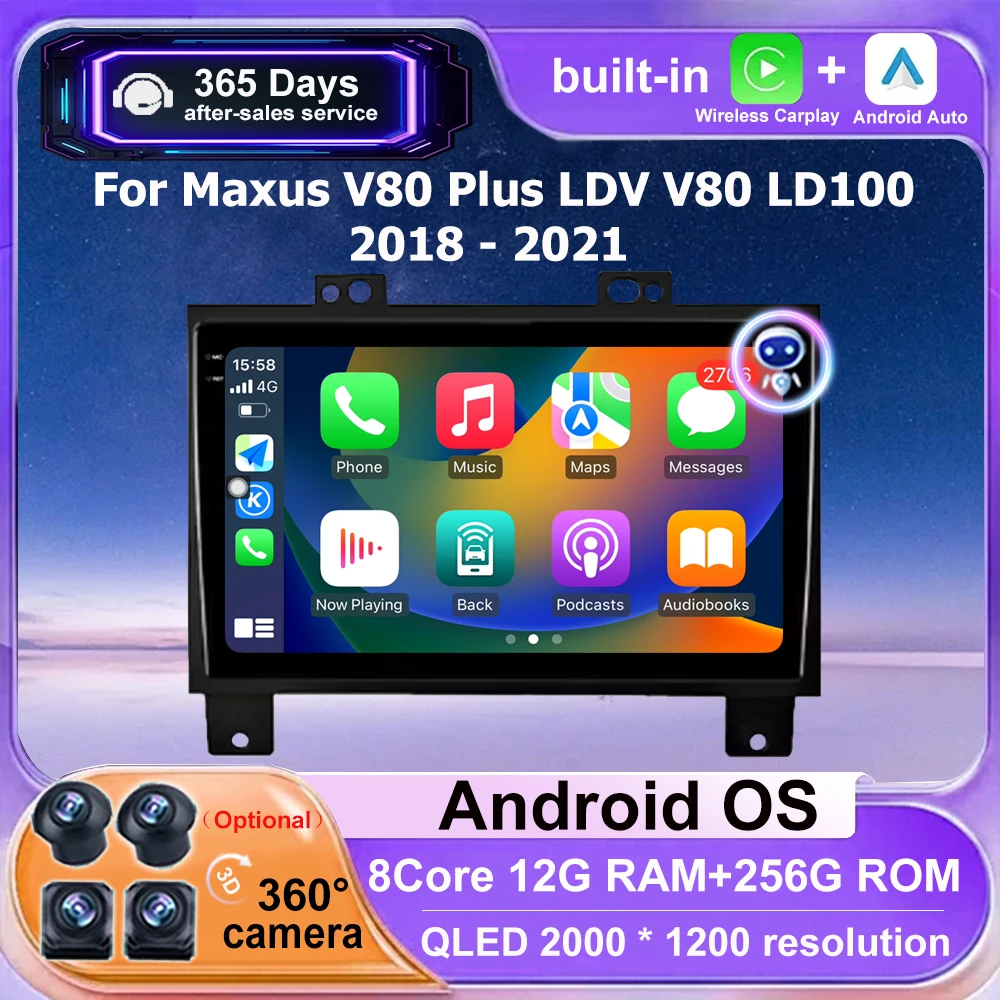 

9 Inch For Maxus V80 Plus LDV V80 LD100 2018 - 2021 Android 16 Auto Car Radio Multimedia Player GPS Navigation Carplay 4G WIFI