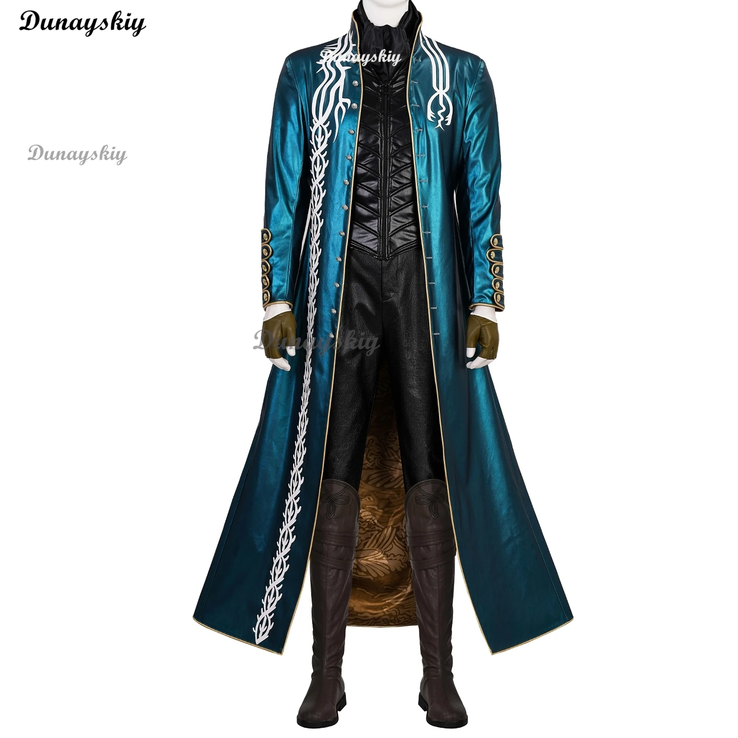 لعبة D5 أزياء فيرجيل التأثيرية نيلو كاملة MC الزي الأخضر معطف الهالوين فيرجيل شعر مستعار تأثيري كرنفال الرجال البدلة سترة سترة