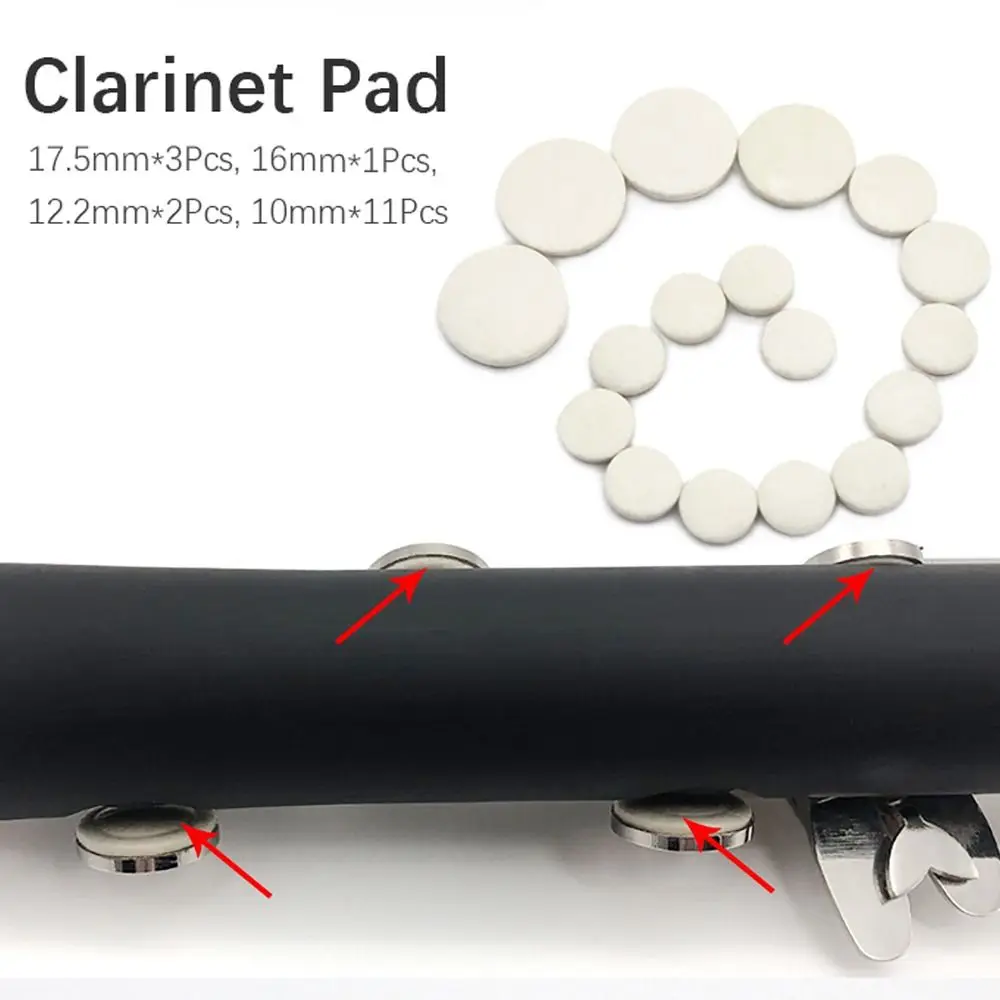 17Pcs Treble Drop B Clarinet Pad Clarinet Part Repair Material Sound Hole Pad Woodwind Instruments Accessories Tuning Hole Pad