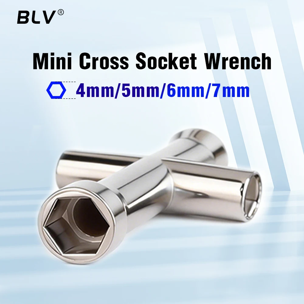 

BLV ® Мини-ключ с крестообразной головкой, 4 размера (4 мм, 5 мм, 6 мм, 7 мм), легкий, из титановой стали, для насадок M3, M4, M5, M6, V5, V6, 1 шт.