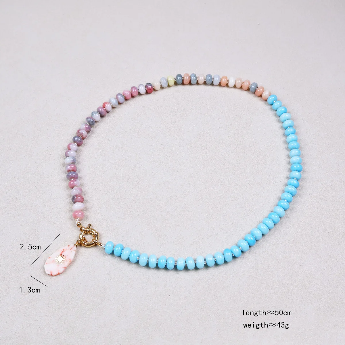 Handgemaakte veelkleurige rijstkraal natuursteen sleutelbeen ketting onregelmatige geometrische hanger choker verjaardagscadeau zomer sieraden